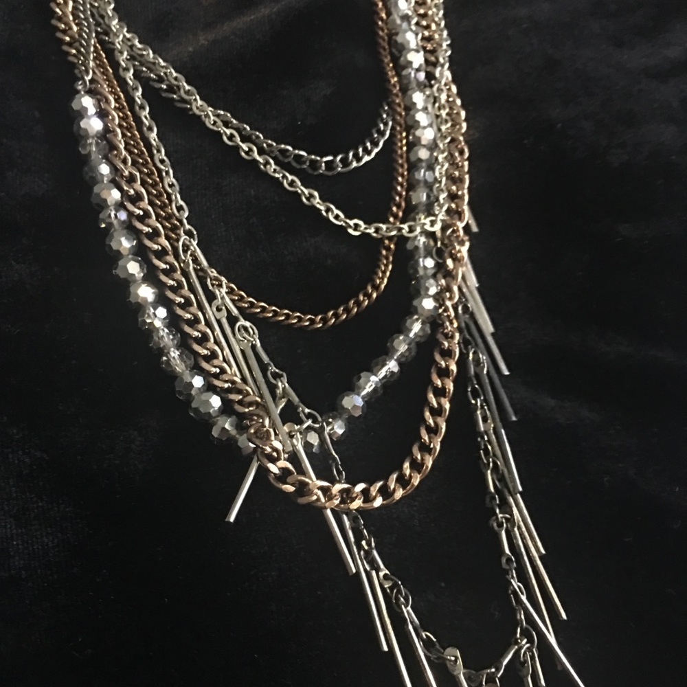 Express Layered Statement Necklace Mixed Metals - image 3